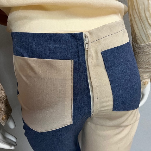 New Color Block High Rise Big Bell Bottom Pants - Picture 7 of 7